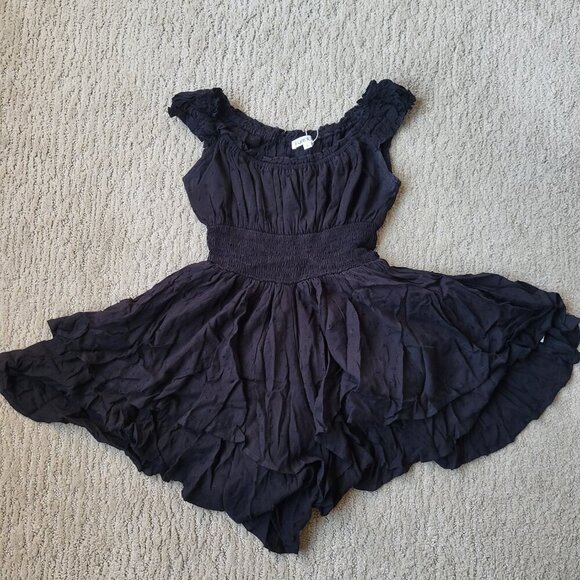 Women's FOROLAV Off Shoulder Flowy Romper – Black – Size S – NWT - Picture 3 of 13